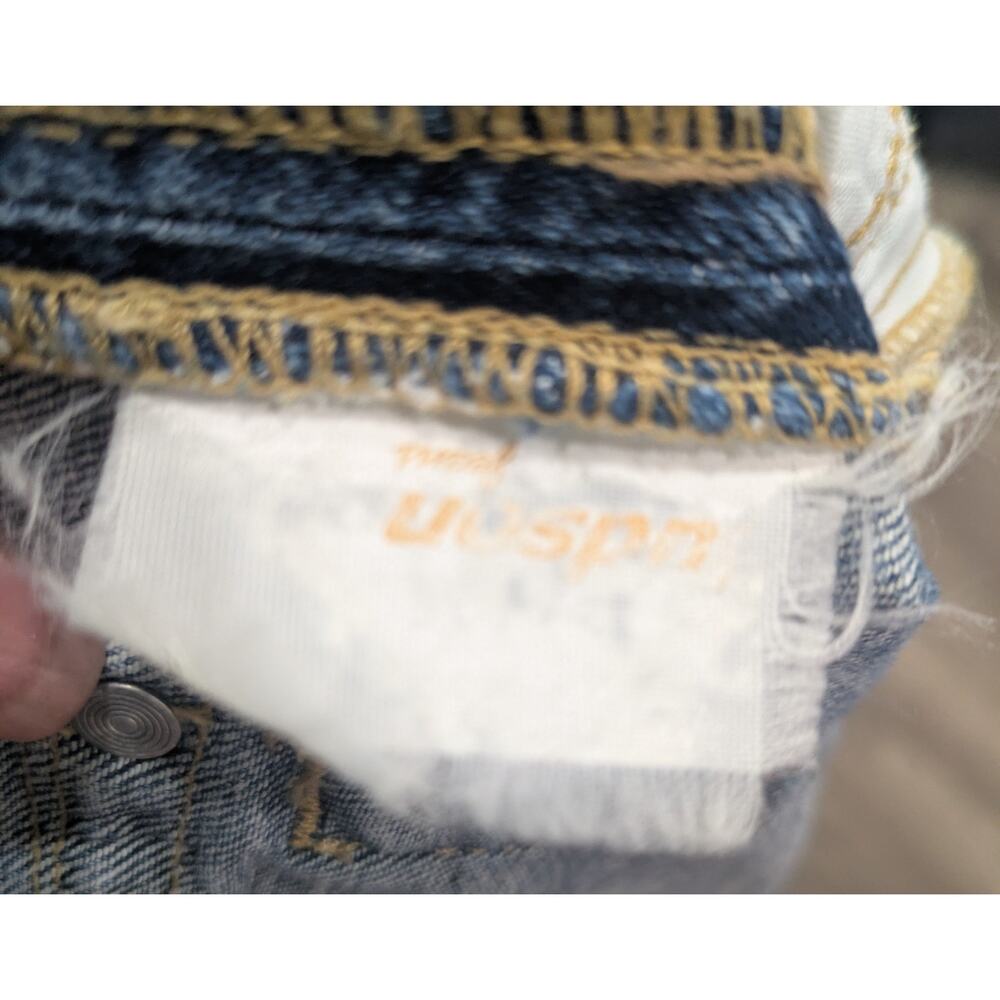 Hudson Beth Baby Bootcut Distressed Jeans Flap Pocket Union Jack LogoLong 31/33 - Picture 8 of 11